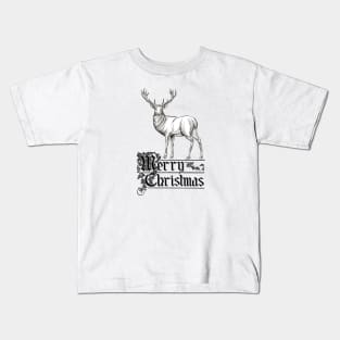 Merry Christmas with Deer Vintage Look Kids T-Shirt
